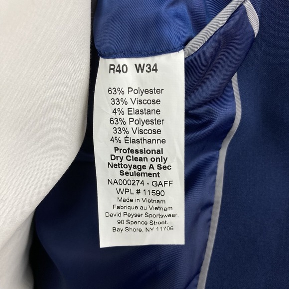 Nautica Men's Modern Fit Stretch Sport Coat 40R Blue Solid‎ E06889 - Picture 7 of 7